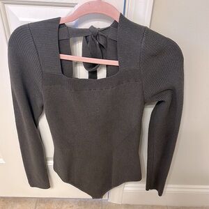 A&F Chic Green Knit Long Sleeve Bodysuit